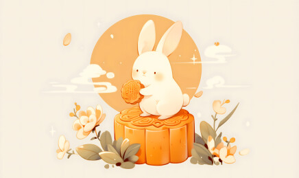 中秋主题玉兔月饼插画