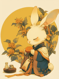 中秋节玉兔节日氛围插画