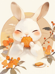 中秋节玉兔节日氛围插画