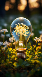 数码森林发光灯泡图形海报手机端背景