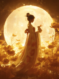 抱着兔子的女孩插画