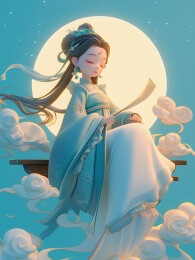 中秋节嫦娥节日氛围插画