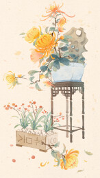 中国传统节气秋天节日霜降桂花插画