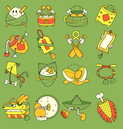 端午节系列矢量贴纸图标