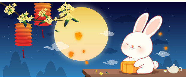 中秋节月饼和小兔子