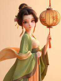 中秋节嫦娥手拿灯笼花灯传统节日插画