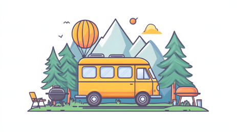 房车露营插画