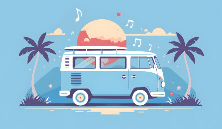 自驾旅行扁平插画