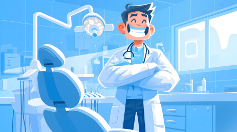 爱牙日刷牙医生卡通插画