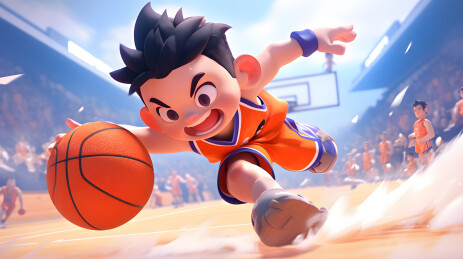 打篮球3D卡通人物插画