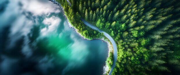 航拍视角下的森林背景