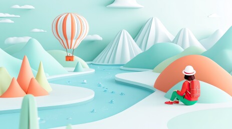 热气球旅游概念插画