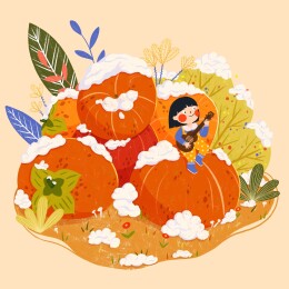 女孩在雪天弹吉他