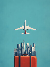 城市飞机行李箱旅行假期
