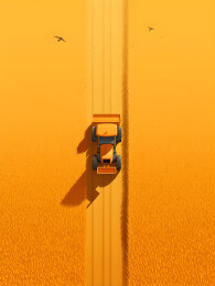 秋天的麦田 插画