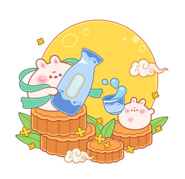 卡通可爱中秋兔子插画