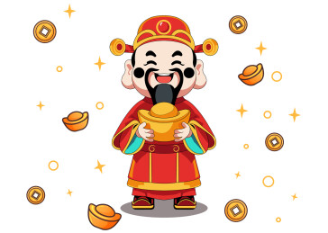 国潮财神聚宝盆形象