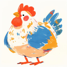 手绘风格卡通母鸡