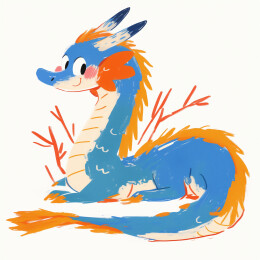 手绘风格卡通中国龙