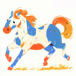 手绘卡通小马插画