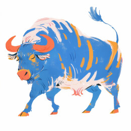 手绘卡通牛插画