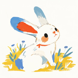 手绘卡通小兔子插画