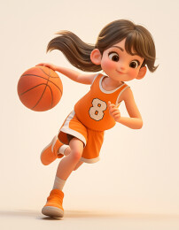 奔跑中的篮球少女