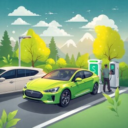 汽车充电场景插画