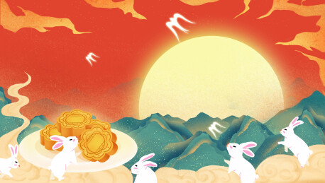 中国传统节日中秋节嫦娥奔月中国风淡雅月光