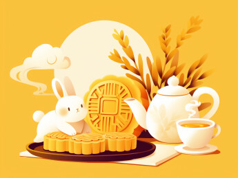 中秋节带月亮和玉兔的节日插画