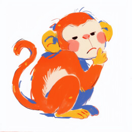 手绘卡通猴子插画
