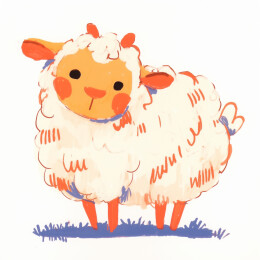 手绘卡通绵羊插画