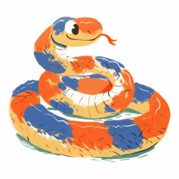 手绘卡通蛇插画