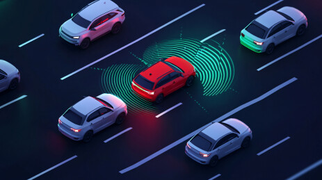 无人驾驶自动驾驶技术概念3D渲染