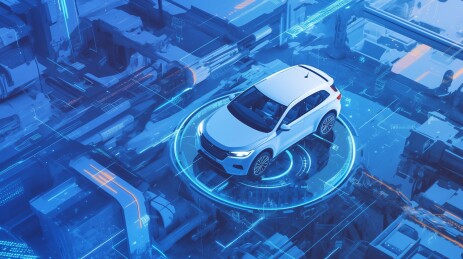 汽车智能辅助驾驶插画