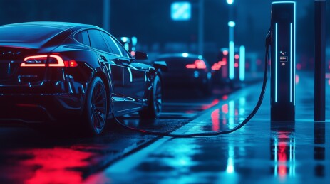 电动汽车充电创意插画