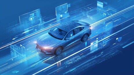 汽车智能辅助驾驶插画