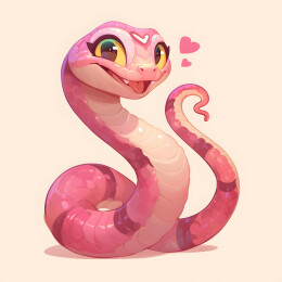 卡通粉红色蛇插画