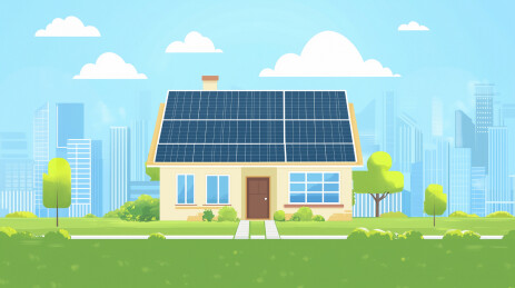太阳能房屋插画