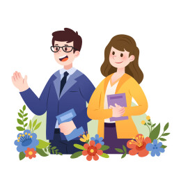 扁平风男女老师职业学校教育者