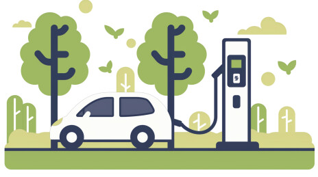 在充电桩充电的电动汽车