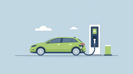 正在充电的电动汽车