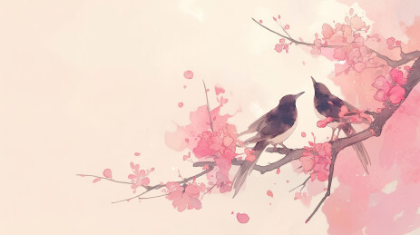 AIGC中国风喜鹊花鸟水墨画插画