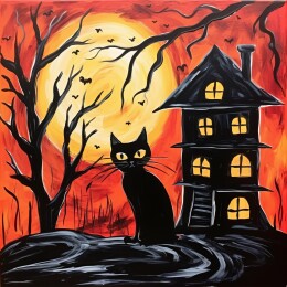 万圣节黑猫与鬼屋