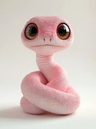 羊毛毡风格3D渲染庆祝蛇年IP吉祥物