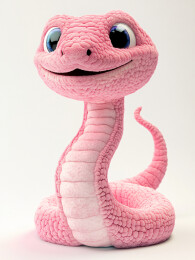 羊毛毡风格3D渲染庆祝蛇年IP吉祥物