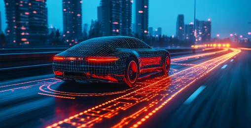 未来人工智能自动驾驶电车在高速公路上行驶