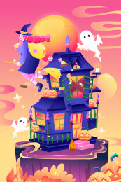 万圣节女巫矢量插画