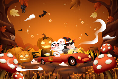 万圣节娱乐聚会矢量插画