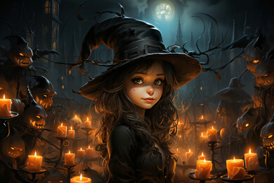 万圣节黑暗女巫插图海报背景